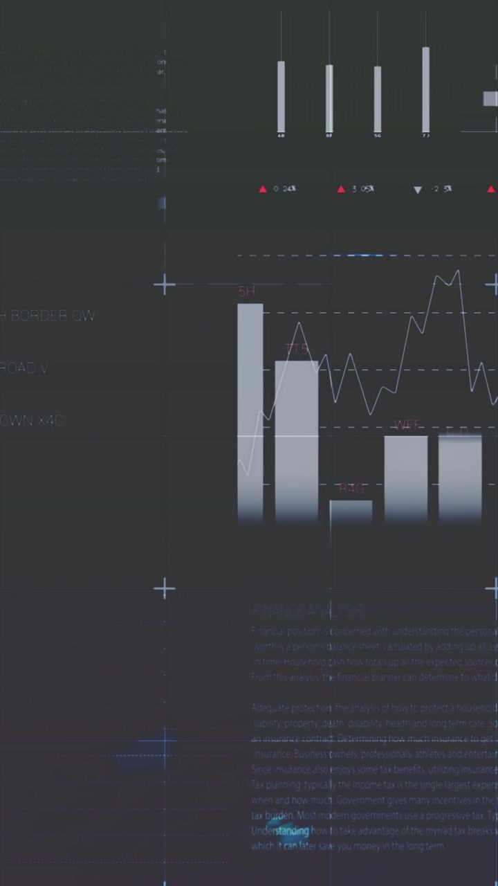 Animation of statistical data processing against grey background