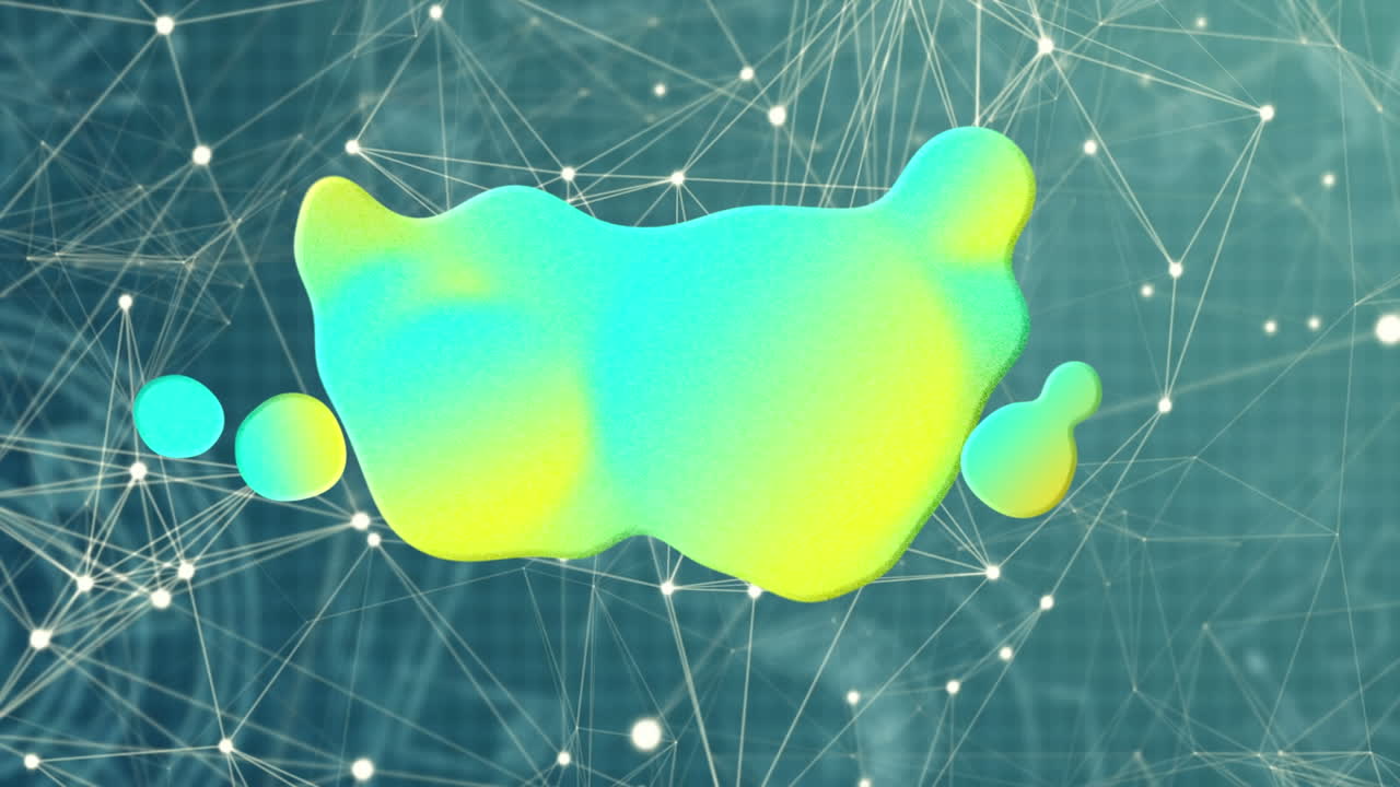 Animation of glowing blob and network of connections over grid