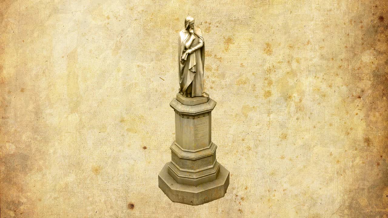 estatua de dante en verona - bucle de rotación