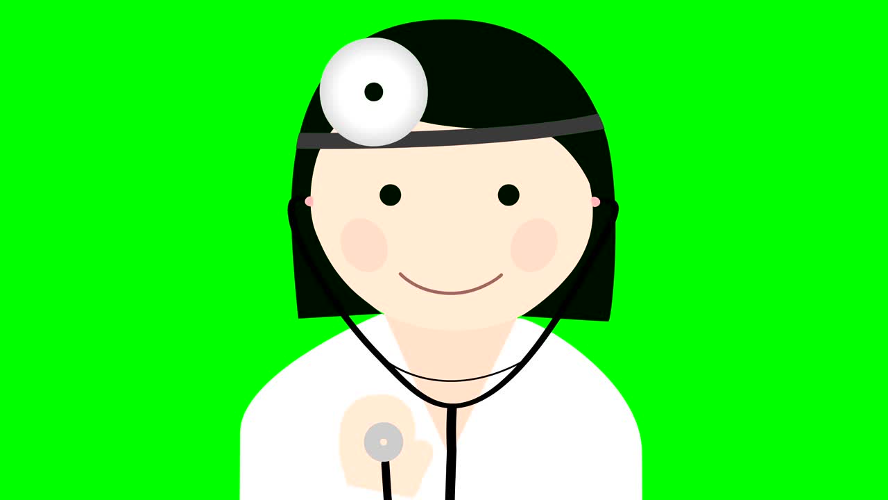 스테토스코프 루프 애니메이션을 가진 의사 유니폼