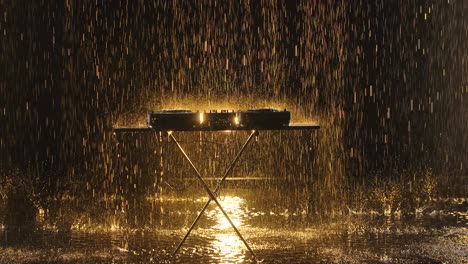 dj equipment in golden rain