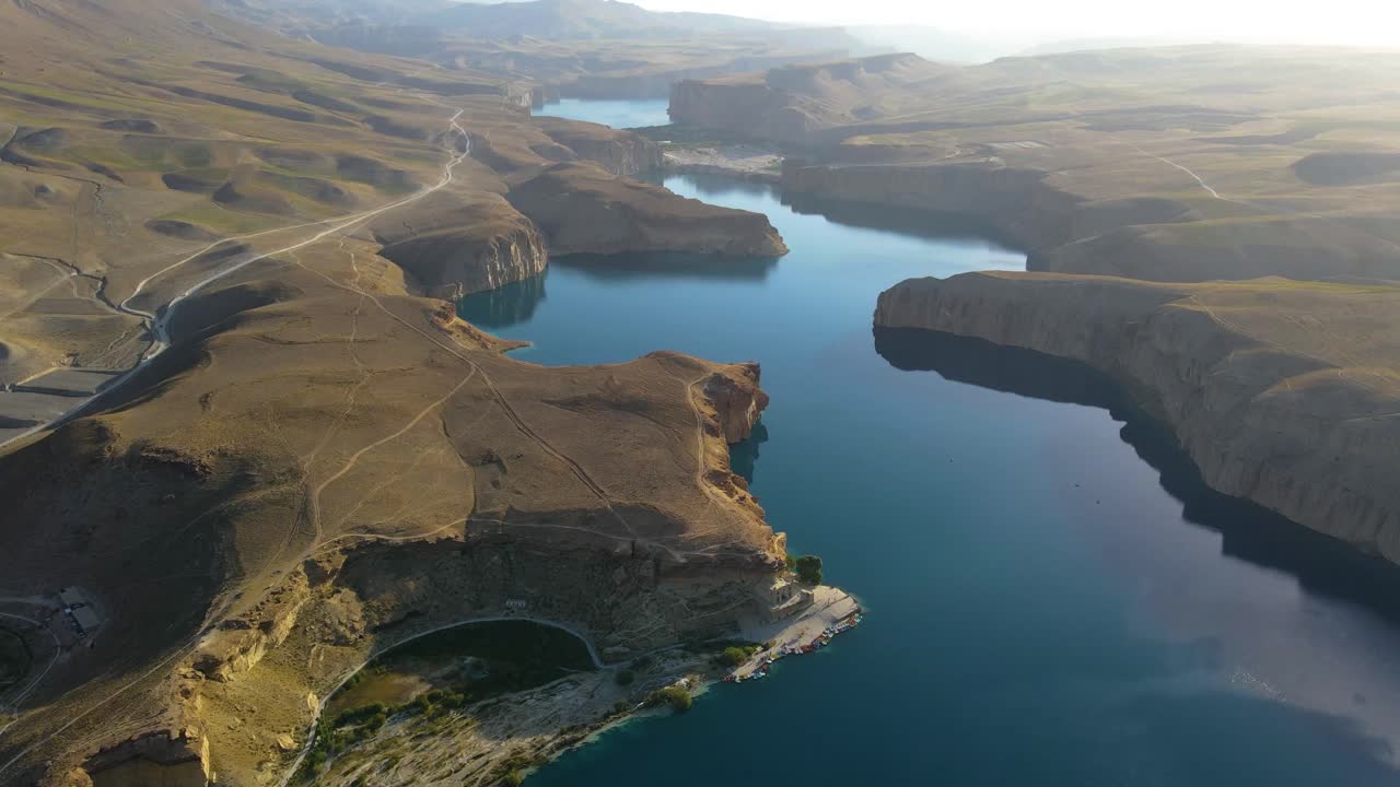 Drone footage from The Band-e-Amir is a series of six stunning lakes located in a mountainous desert area of Afghanistan's Bamyan province.. January 12, ?2022
