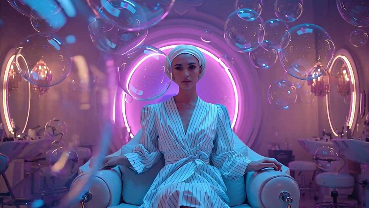 Model enjoying a luxurious spa treatment in a modern salon environment