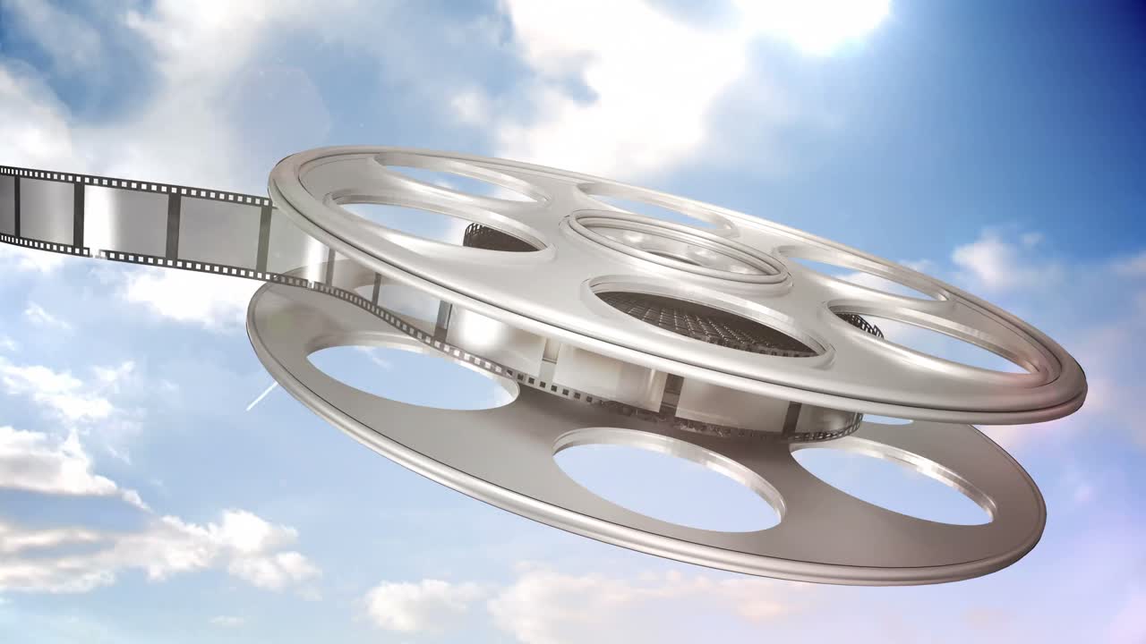 필름 릴에서 굴러 나오는 필름