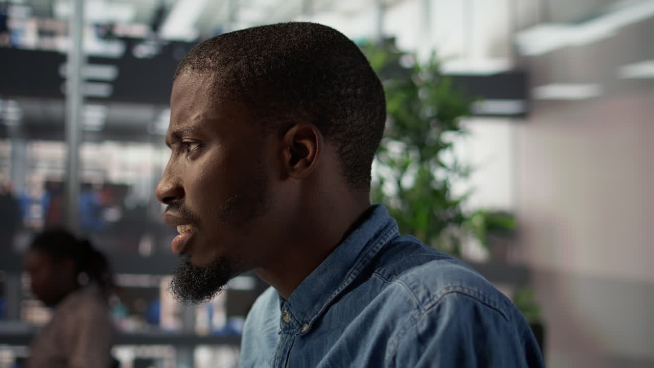 Man in Profile View in Office