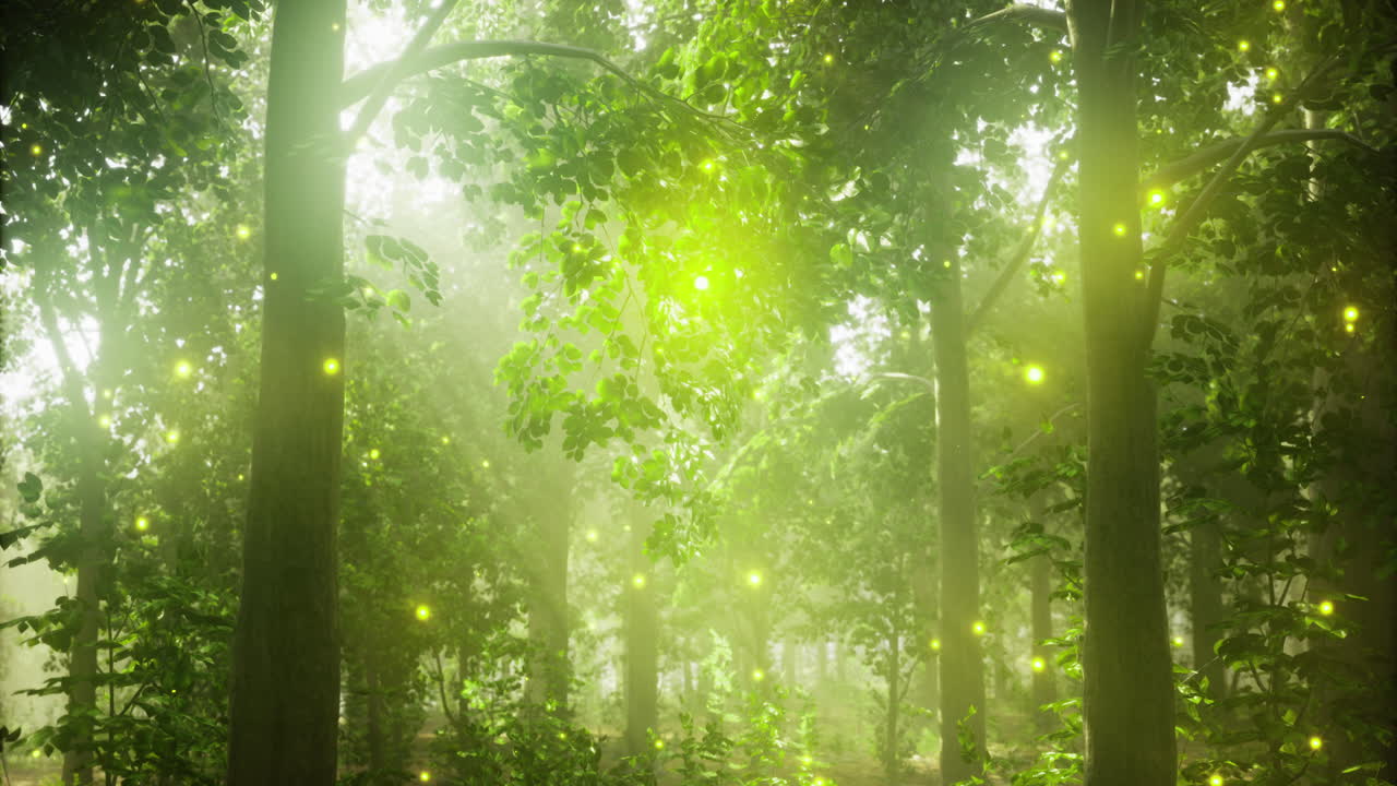 Lush Green Forest with Magical Lights