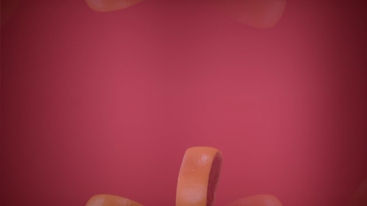 rebanadas de pomelo frescas lanzadas volando colgando en el aire y cayendo