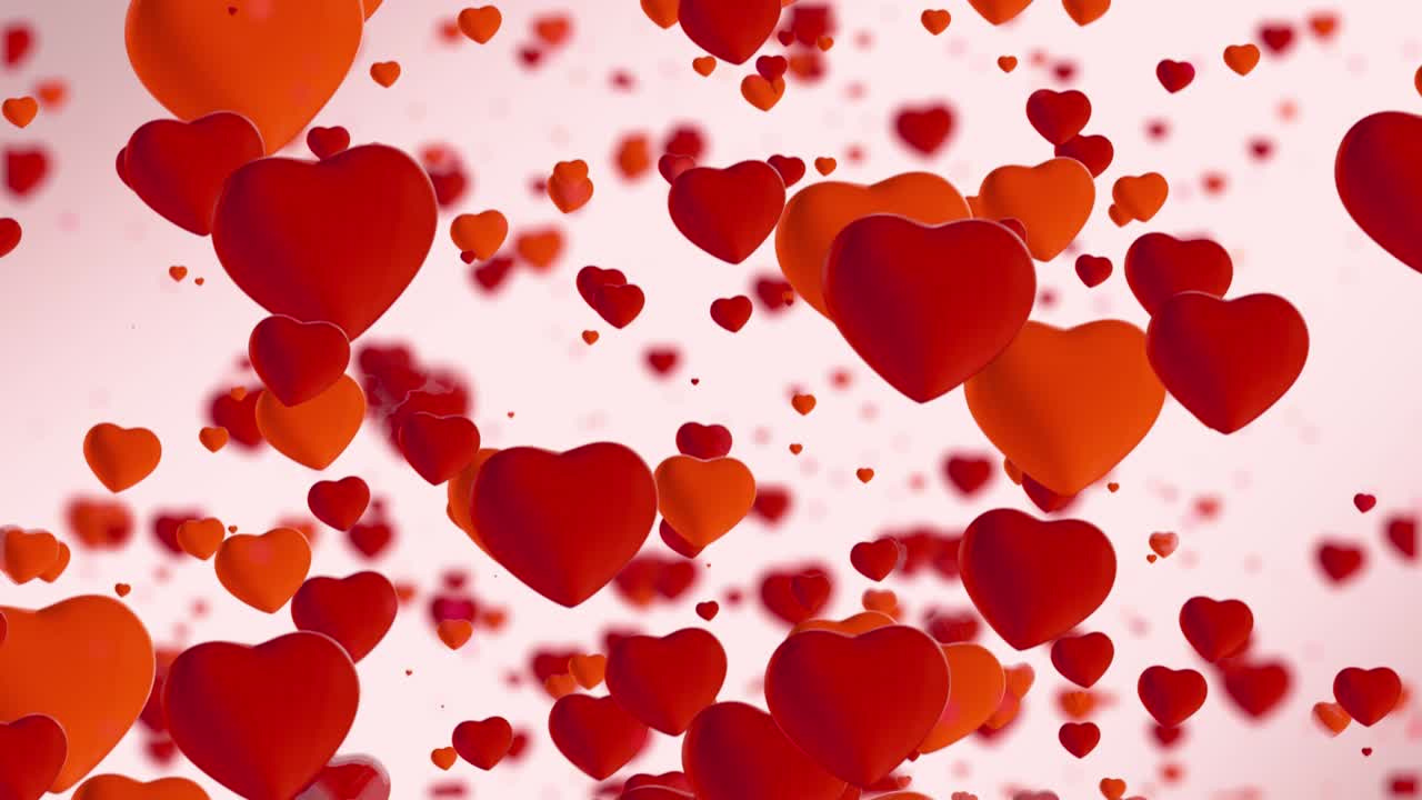 video de bucle. abstract corazones rojos sobre fondo azul. corazones volando. concepto: día de san valentín, aniversario, día de la madre, matrimonio, invitación, boda, cumpleaños, festivo. bucle sin costuras 4k video