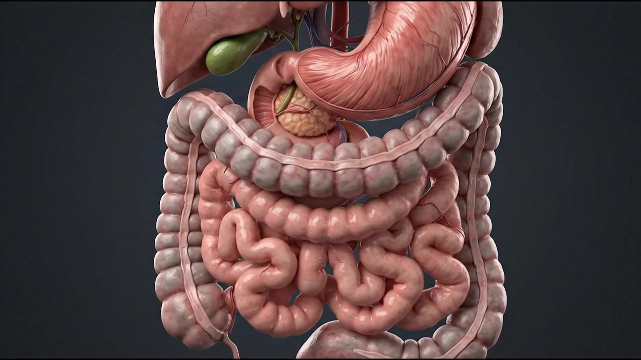 Realistic 3D model of human large intestine colon and cecum anatomy