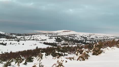 snowy mountain landscape at twilight