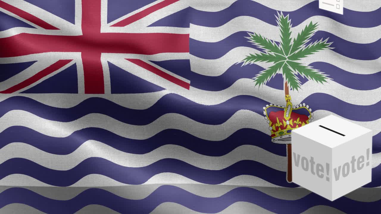 영국 인도양 국기 - 영국 인도양 영토 국기 높은 세부 사항 - 국가 발 영국 인도해 영토 파도 패턴 루프 가능한 요소 - 직물 질감과 끝없는 루프 - 수직 발 - 직물질질질과 끝없이 루프