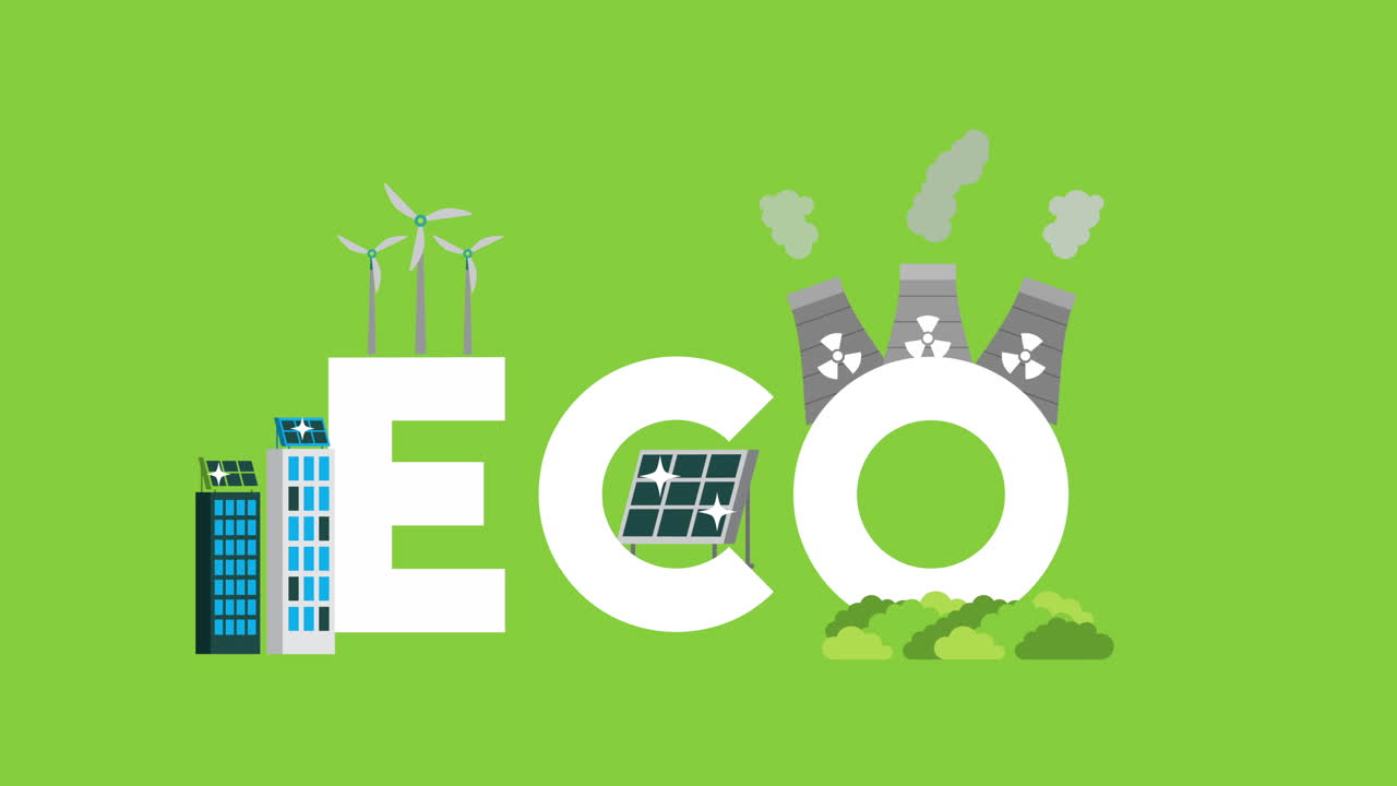 animación de video con letras ecológicas