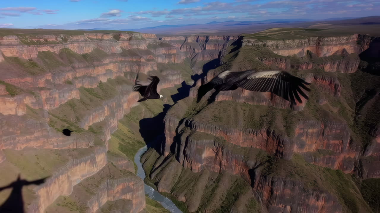 Condors Soaring Above a Canyon