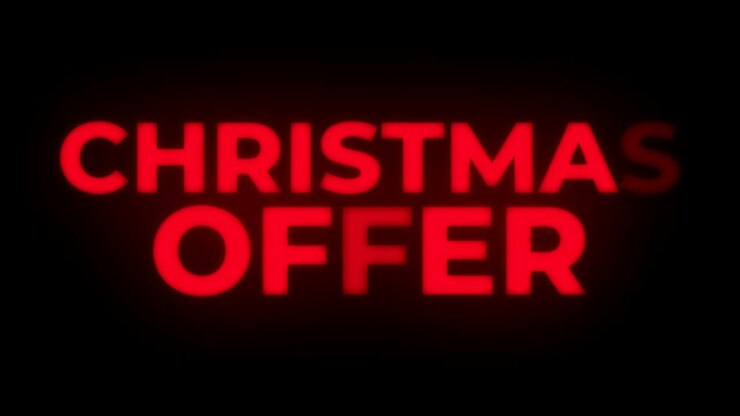 Loop promozionale: Testo 'Offerta di Natale' con effetto tremolante su display