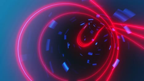 Animation-Eines-Tunnels-Mit-Roten-Und-Blauen-Lichtern,-Die-Sich-In-Einer-Nahtlosen-Schleife-Bewegen
