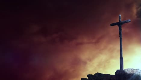 timelapse of sunset or sunrise clouds with the foreground of the jesus cross