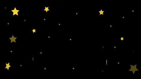 yellow and white stars animating on black background