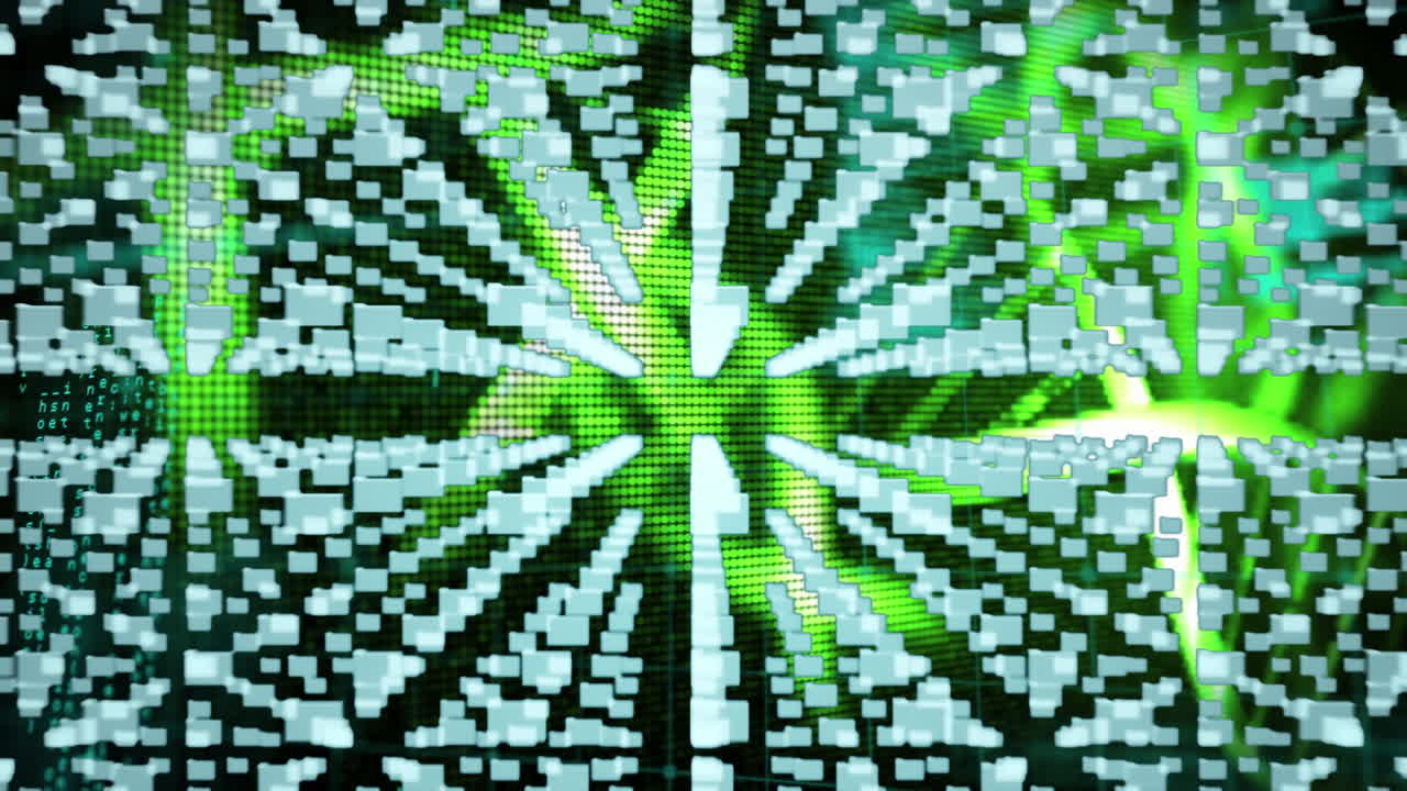 animación de iconos de archivos y candado sobre cadenas amarillas de adn y procesamiento de datos en fondo oscuro