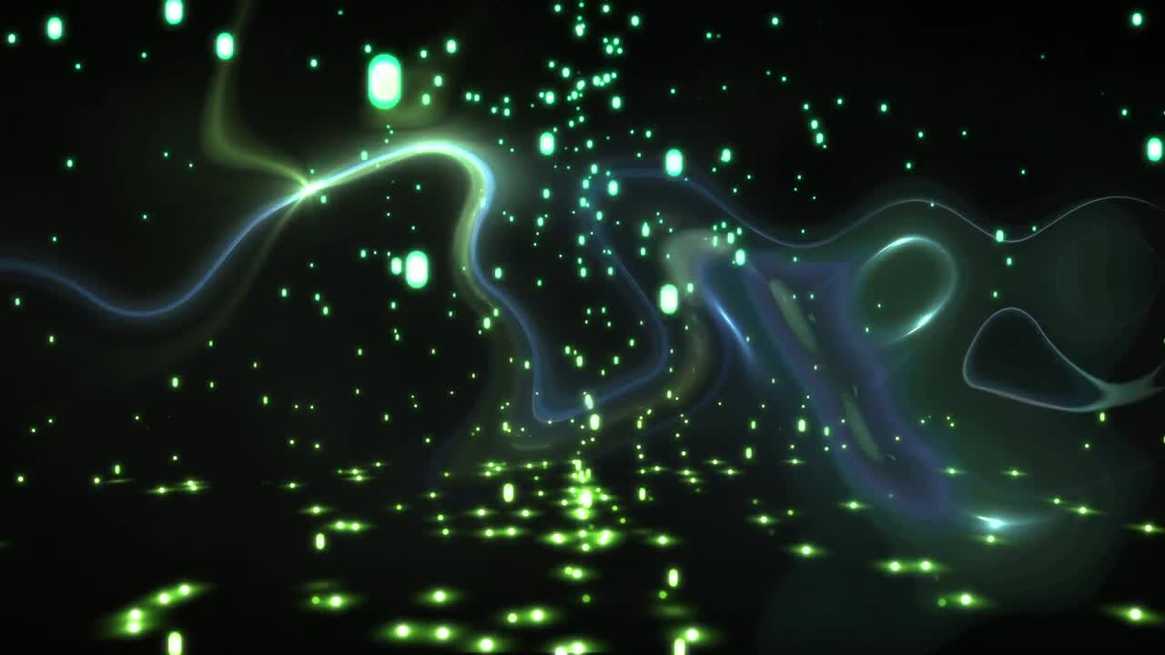 animación de partículas de luz blanca brillante sobre luz líquida flotando sobre un fondo negro