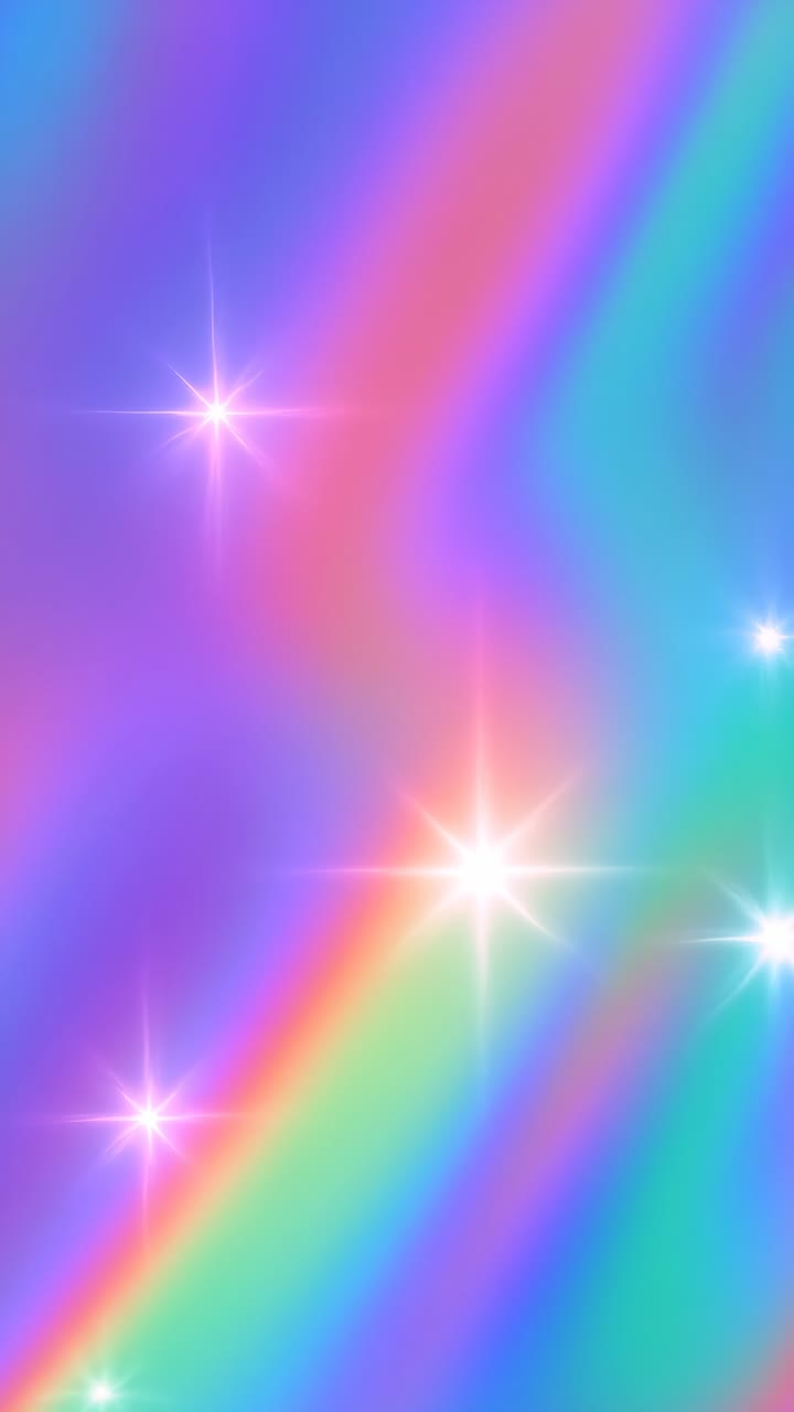 Vibrant holographic background with starbursts, captured from a top-down angle