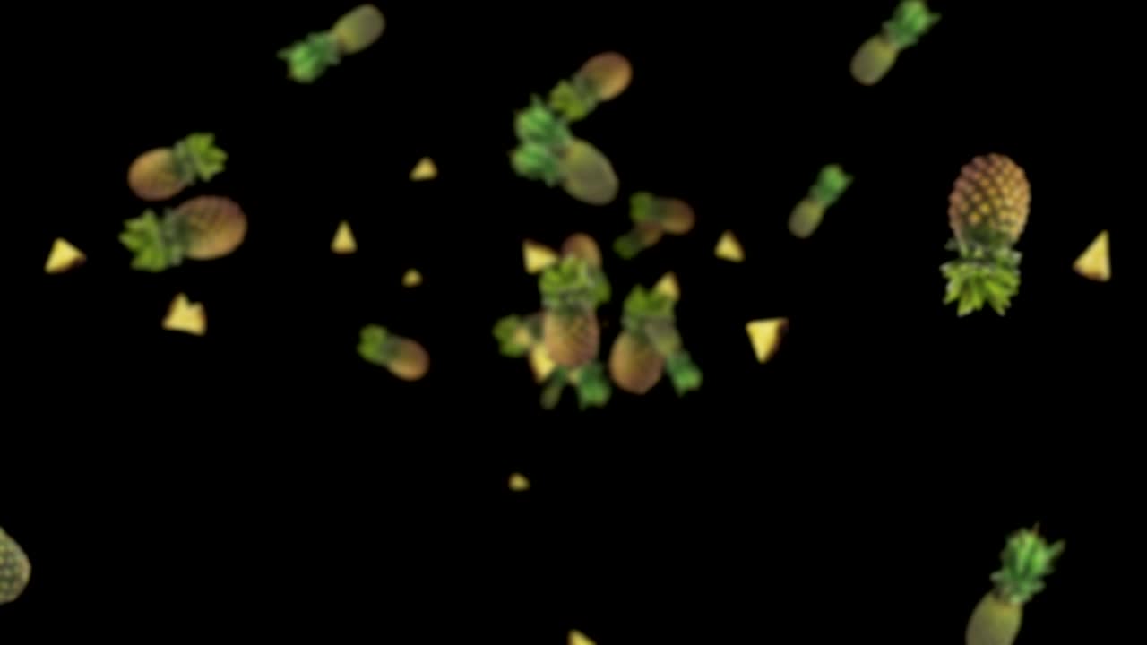 떨어지는 파인애플 배경, 루프, 알파 채널