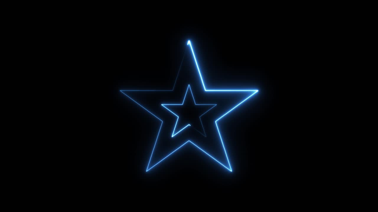 Glowing Blue Neon Star Outline on Black Background
