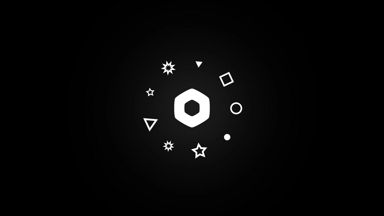 Minimal White Geometric Shapes Loading Animation on Black Background