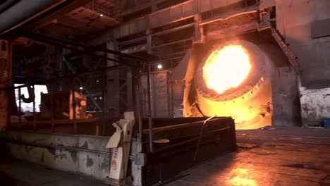 molten metal in industrial furnace