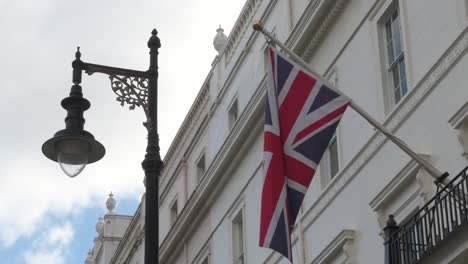 united kingdom flag within belgravia, london, united kingdom