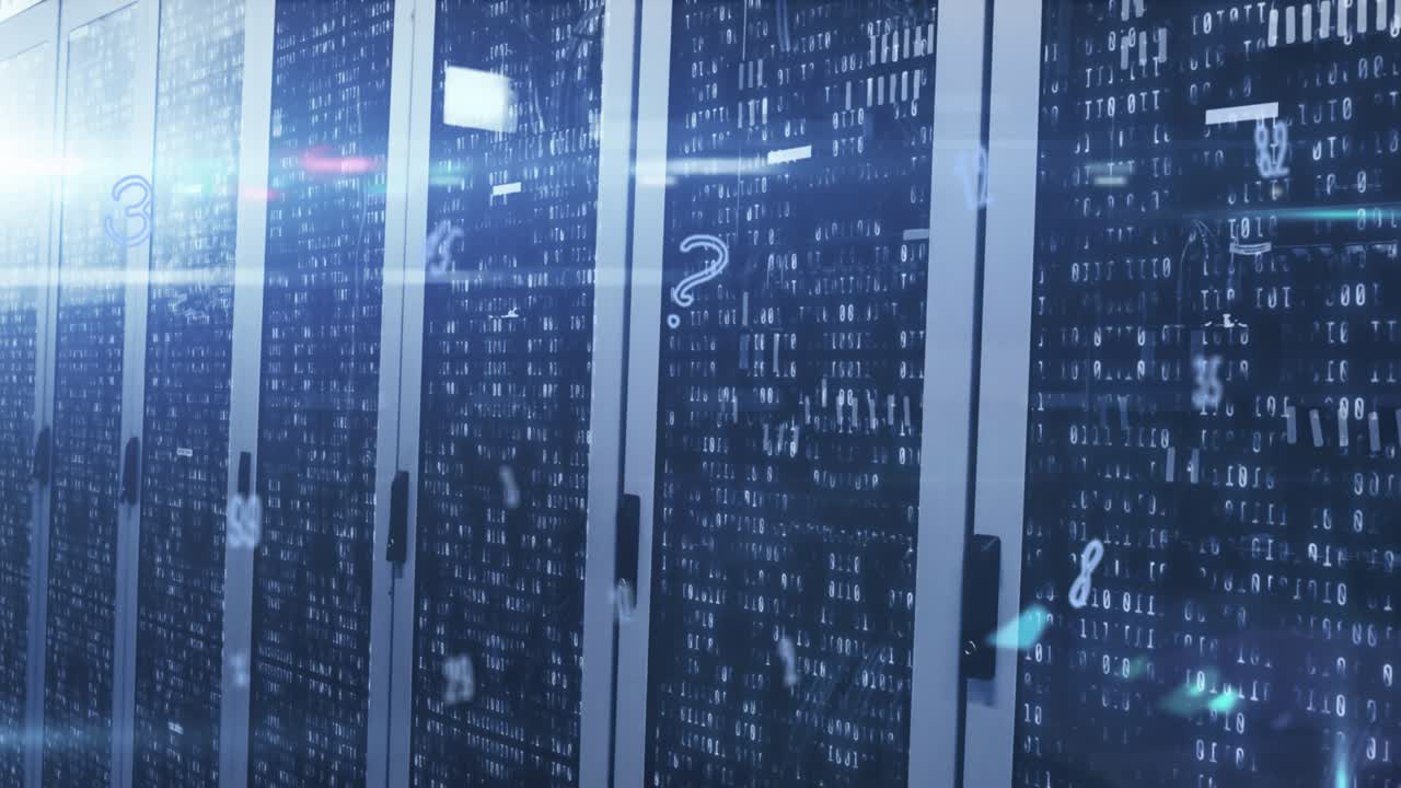 Animation of numbers and data processing over computer servers