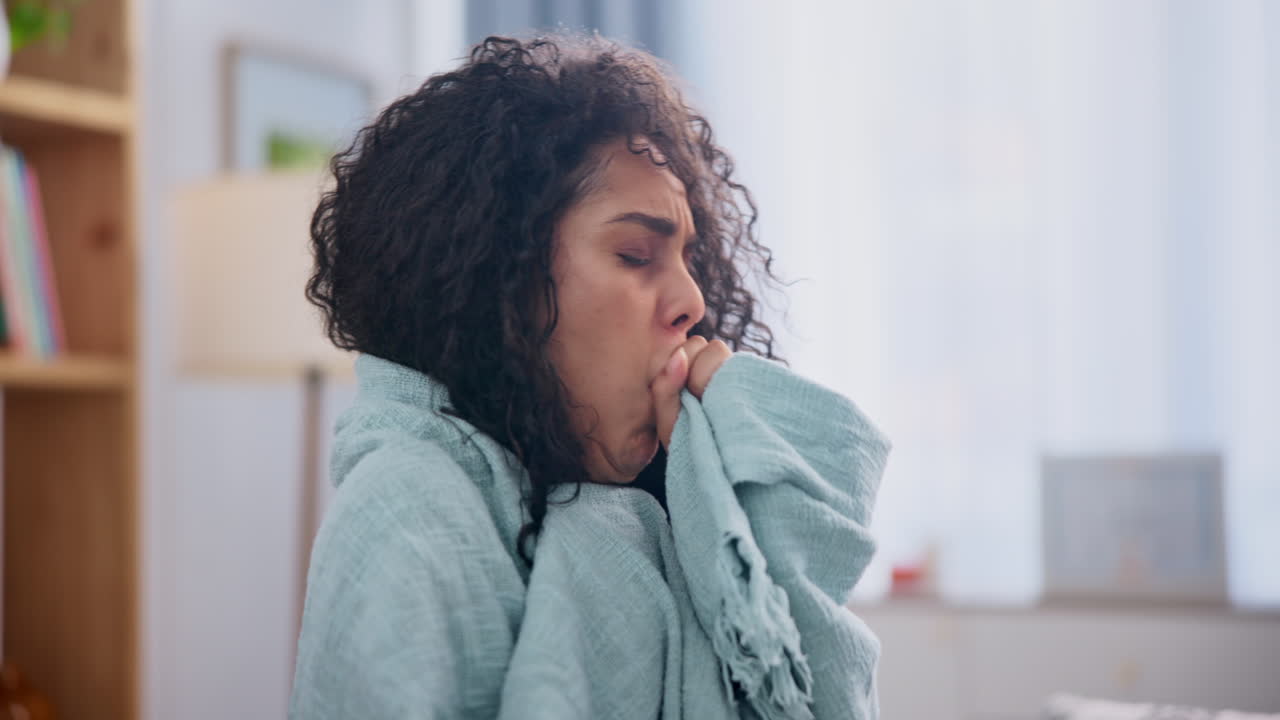 mujer enferma en casa