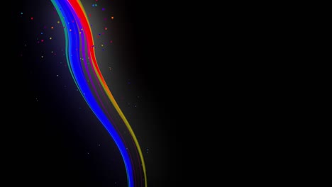 multi-colored neon lines of ribbon fly in the air, smoothly oscillation and wave. lines color changes cyclically form running lights. 3d abstract looped 4k background, luma matte as alpha channel