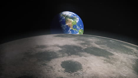 earth globe appears after flight over the lunar surface