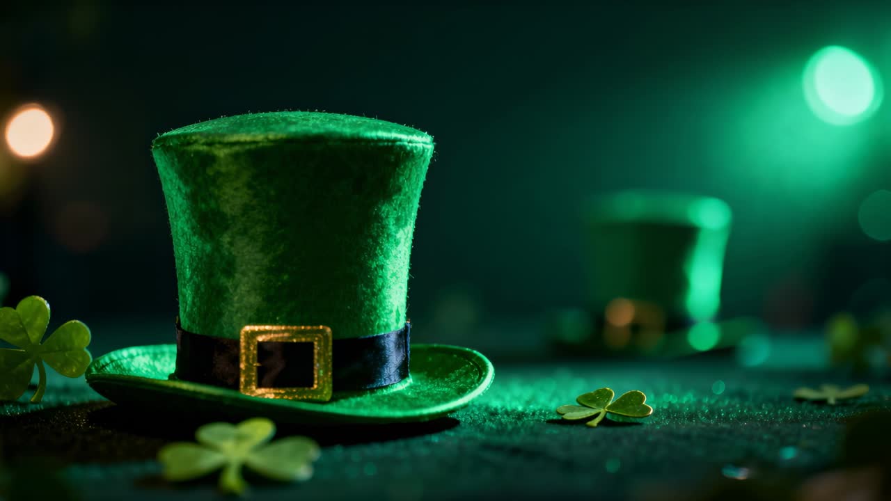 Receiving crop edit, artist blending green velvet St Patricks top hat into bar crop matching bokeh