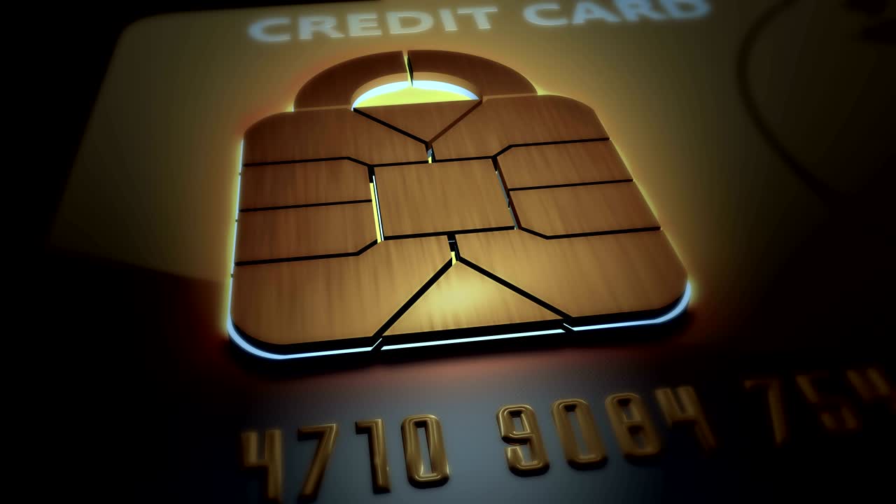 Lock Shaped Contact Point on Credit Card With Rotating Camera Move