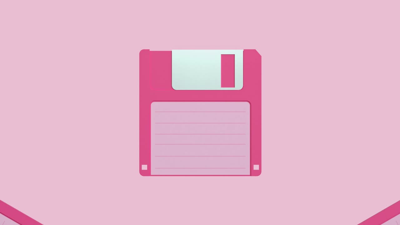 pink scene pink diskette/floppy disk motion 3d rendering
