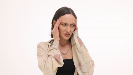 Woman Experiencing Headache, Stress, and Anxiety