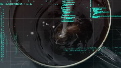 coffee in a cup and digital codes