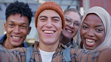 group of diverse students taking a selfie