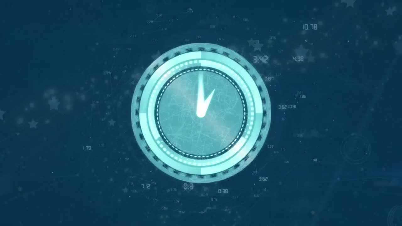 연결 네트워크를 통해 시계 타이킹과 데이터 처리의 애니메이션