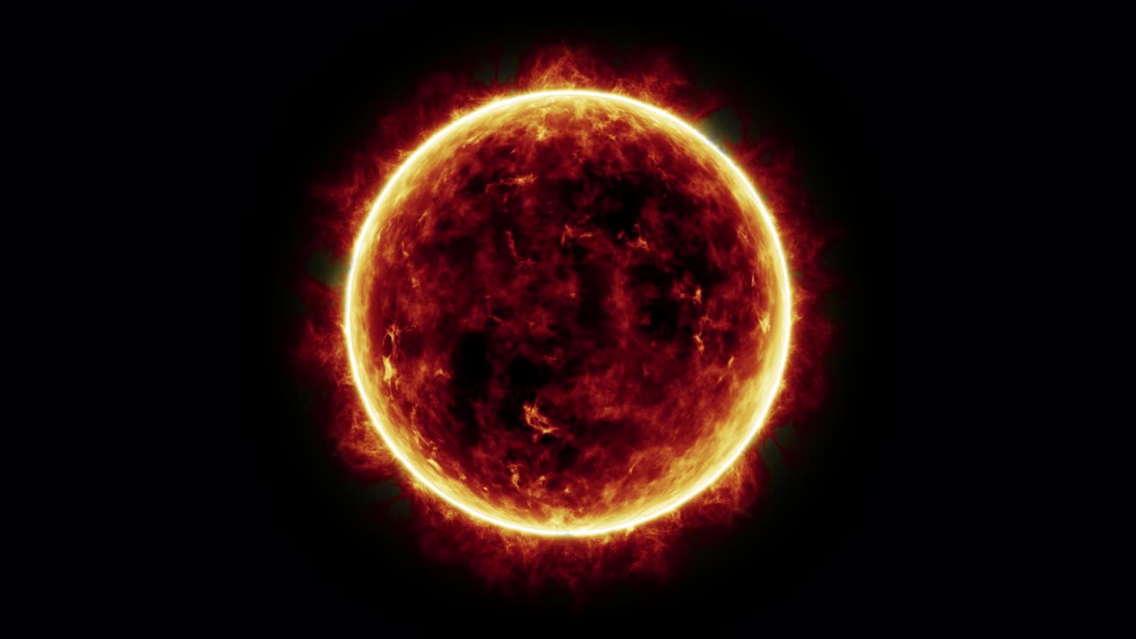 energía solar, sol ardiente, animación de bucle sin fisuras, canal alfa.