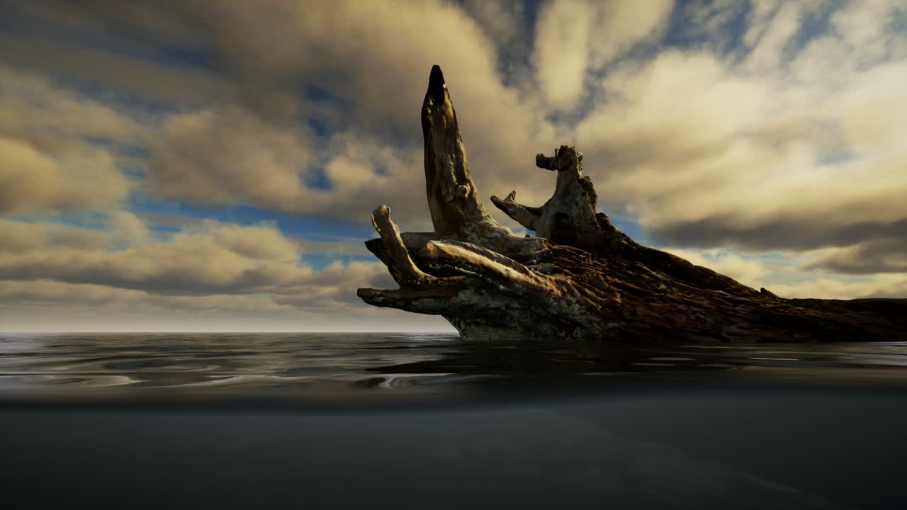 바다의 바다 풍경과 하늘과 바다의 파도가 물선으로 물속 부분으로 나 ⁇ 어져 있습니다.