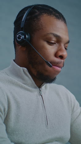 man wearing headset during customer service call