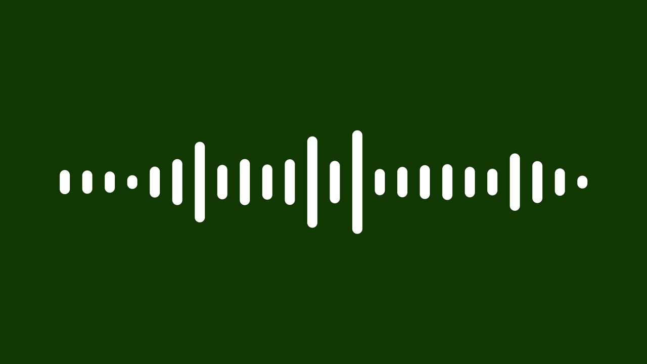 Forma d'onda audio bianca animata su sfondo verde scuro