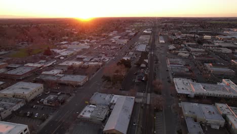 aerial pullout turlock california at sunrise