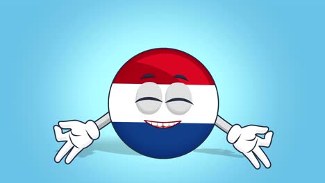 cartoon icon flag netherlands holland zen with face animation with alpha matte