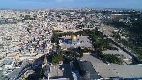 al aqsa mosque dome of the rock and the old city of jerusalem, aerial