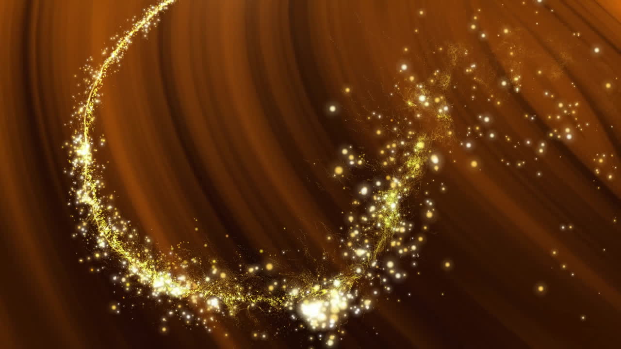 Animation of glowing shooting star flying over brown trail background