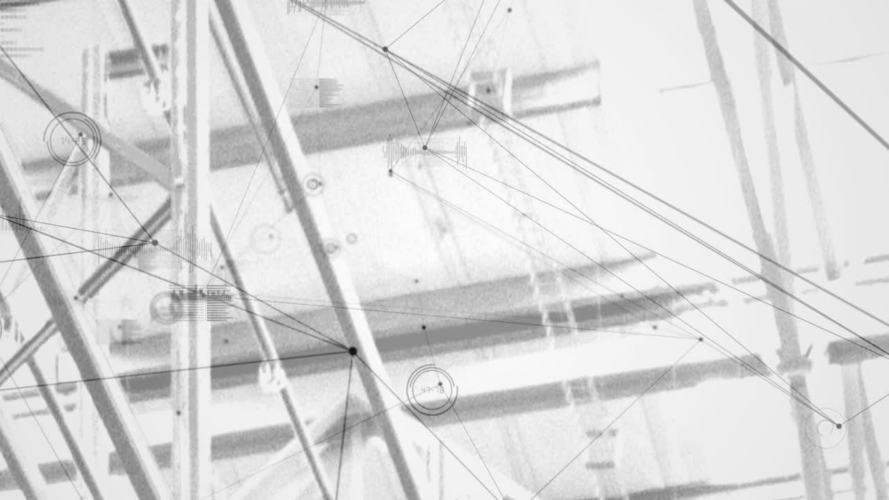 animación de la red de conexiones sobre estantes en el almacén