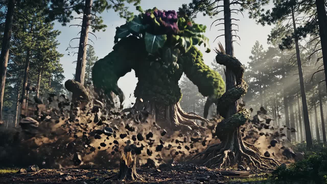 Fantasy Forest Creature Made of Tree and Kale